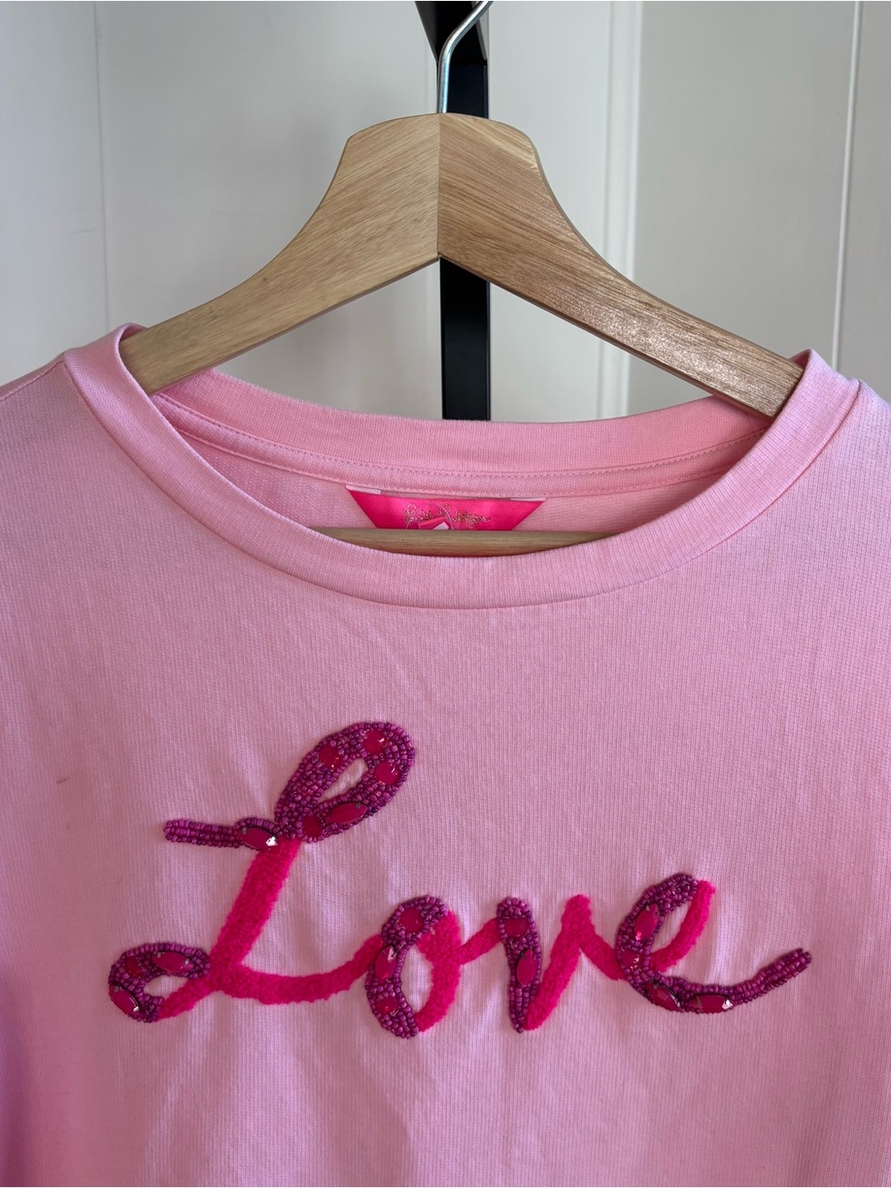 Lilly Pulitzer NWT Rami Pink Blossom Love Embellished Sweatshirt Womens S *NOTE